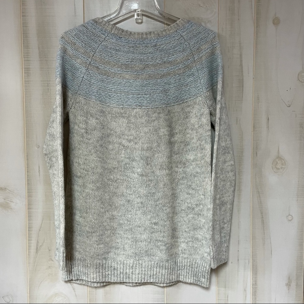 Loft Grey Blue Mohair Blend Crew Sweater Sz S Raglan Sleeve - Picture 2 of 6